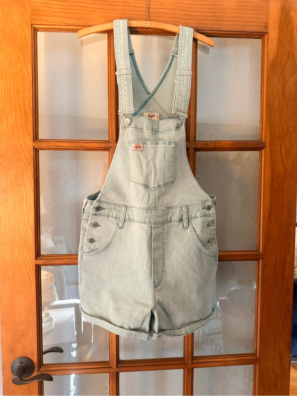 Superdry Light Blue Denim Overall Shorts